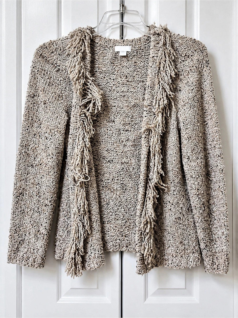 Christopher Banks Fringe Cardigan in Beige